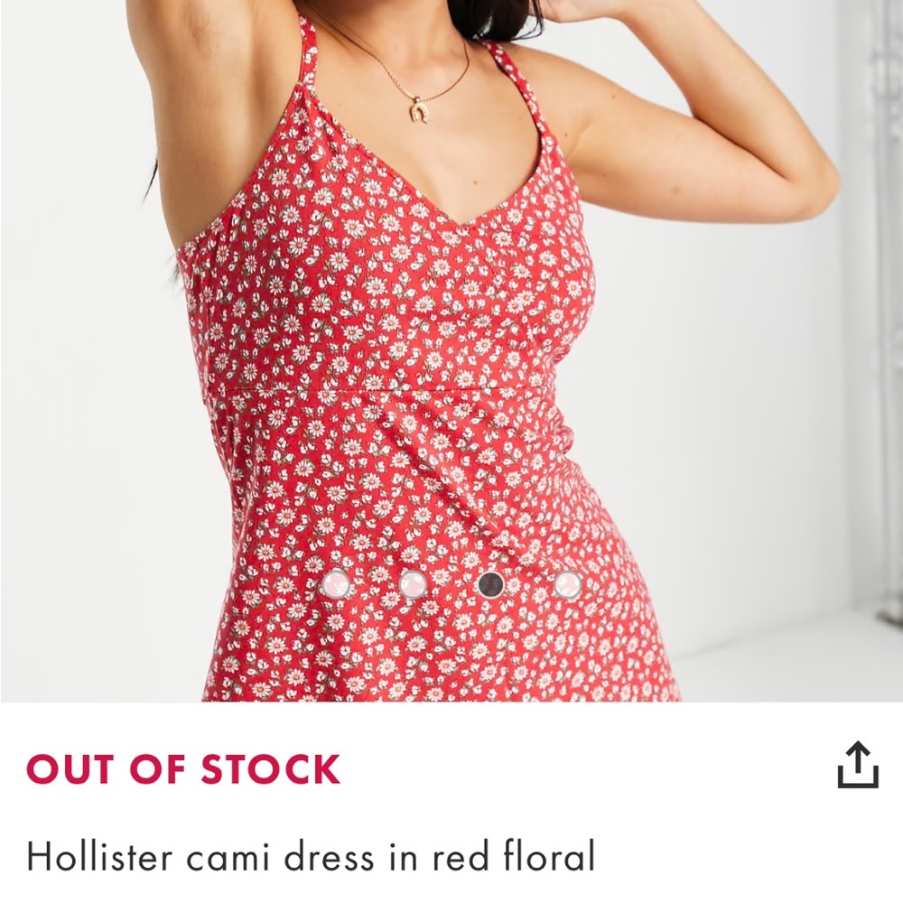 Red floral hollister cami dress in red floral - Picture 3 of 4